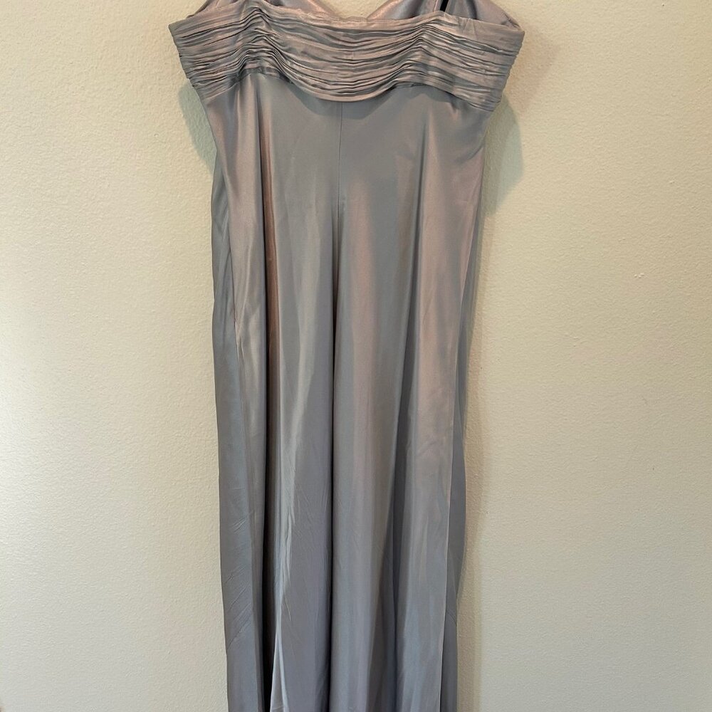 Laundry Black Label 100% Silk Strapless Evening Gown SZ12 Silver Wedding Events - Picture 10 of 15